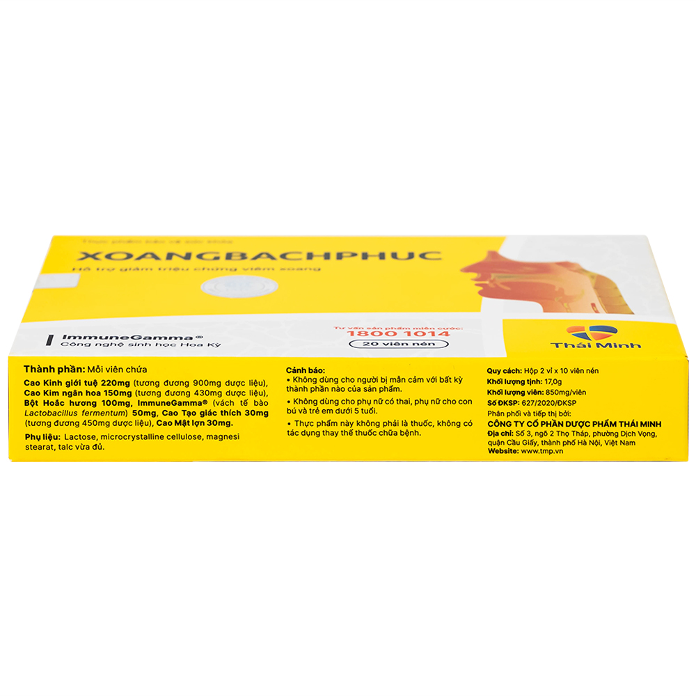 Viên uống hỗ trợ triệu chứng viêm Xoang Bách Phuc (2 vỉ x 10 viên)