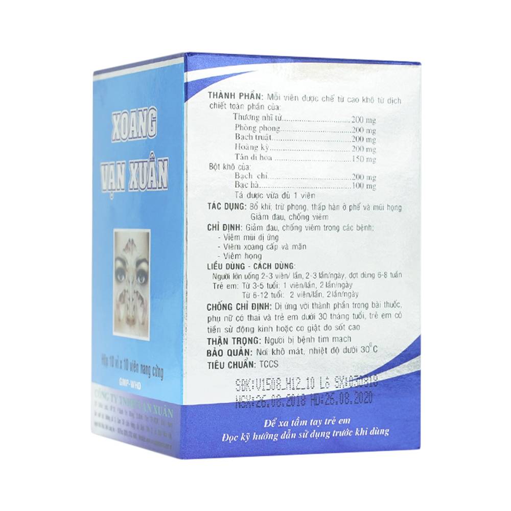Thuốc Xoang Vạn Xuân giảm đau, chống viêm mũi dị ứng, viêm xoang (10 vỉ x 10 viên)