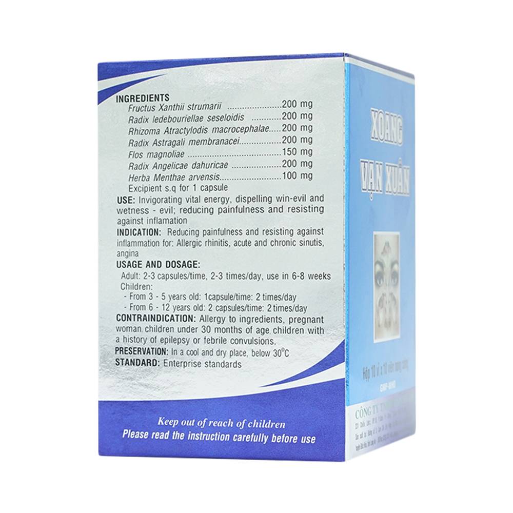 Thuốc Xoang Vạn Xuân giảm đau, chống viêm mũi dị ứng, viêm xoang (10 vỉ x 10 viên)