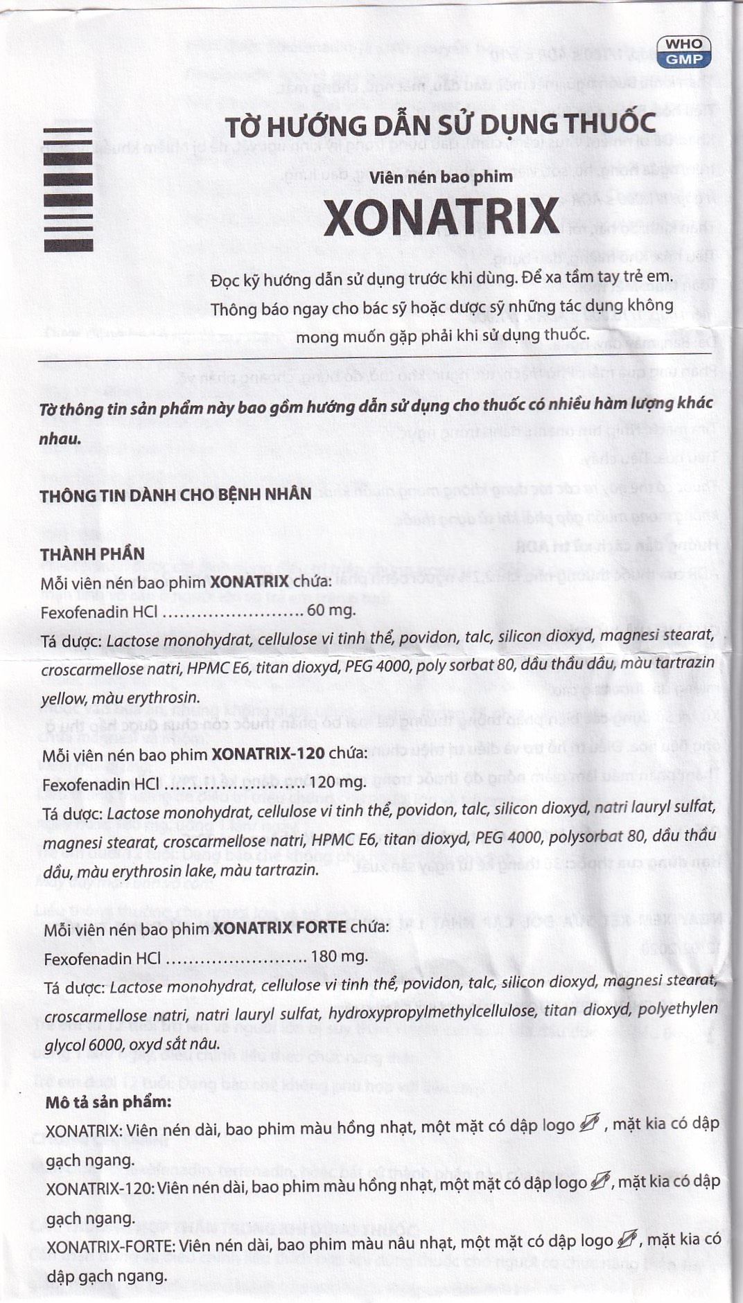 Thuốc Xonatrix 60mg DaviPharm điều trị triệu chứng viêm mũi dị ứng theo mùa (3 vỉ x 10 viên)
