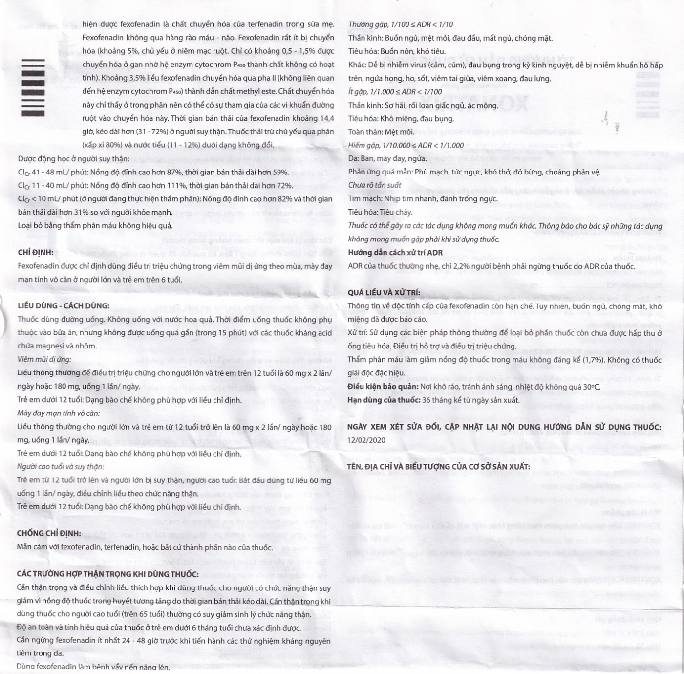 Thuốc Xonatrix Forte 180mg DaviPharm điều trị triệu chứng viêm mũi dị ứng theo mùa (10 vỉ x 10 viên) 