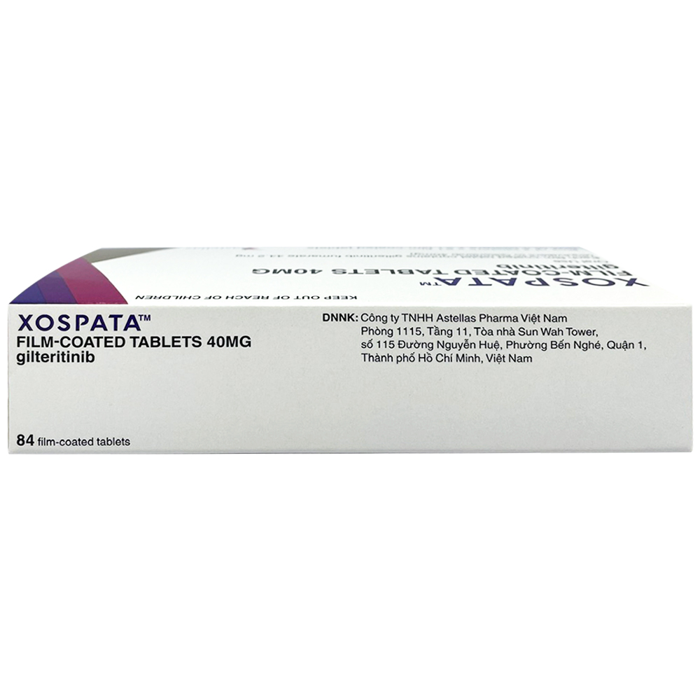 Thuốc Xospata 40mg Astellas điều trị cho người lớn mắc bệnh bạch cầu tủy cấp tính (4 vỉ x 21 viên)