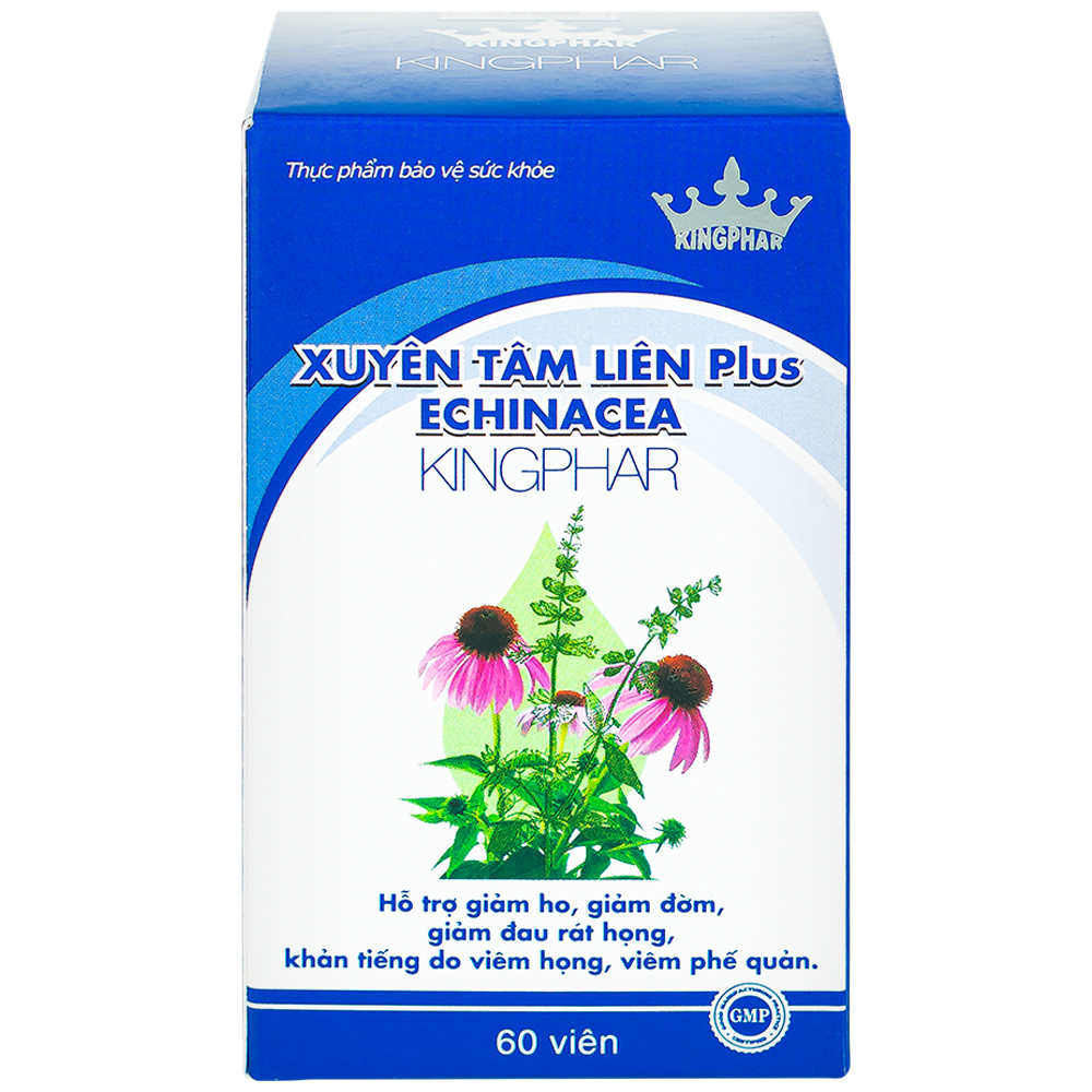 Viên uống hỗ trợ giảm ho, giảm đờm, giảm đau rát họng Xuyên Tâm Liên Plus Echinacea Kingphar (60 viên)