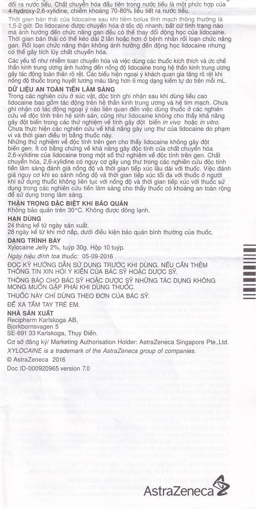 Gel Xylocaine Jelly 2% AstraZeneca gây tê bôi trơn bề mặt (30g)