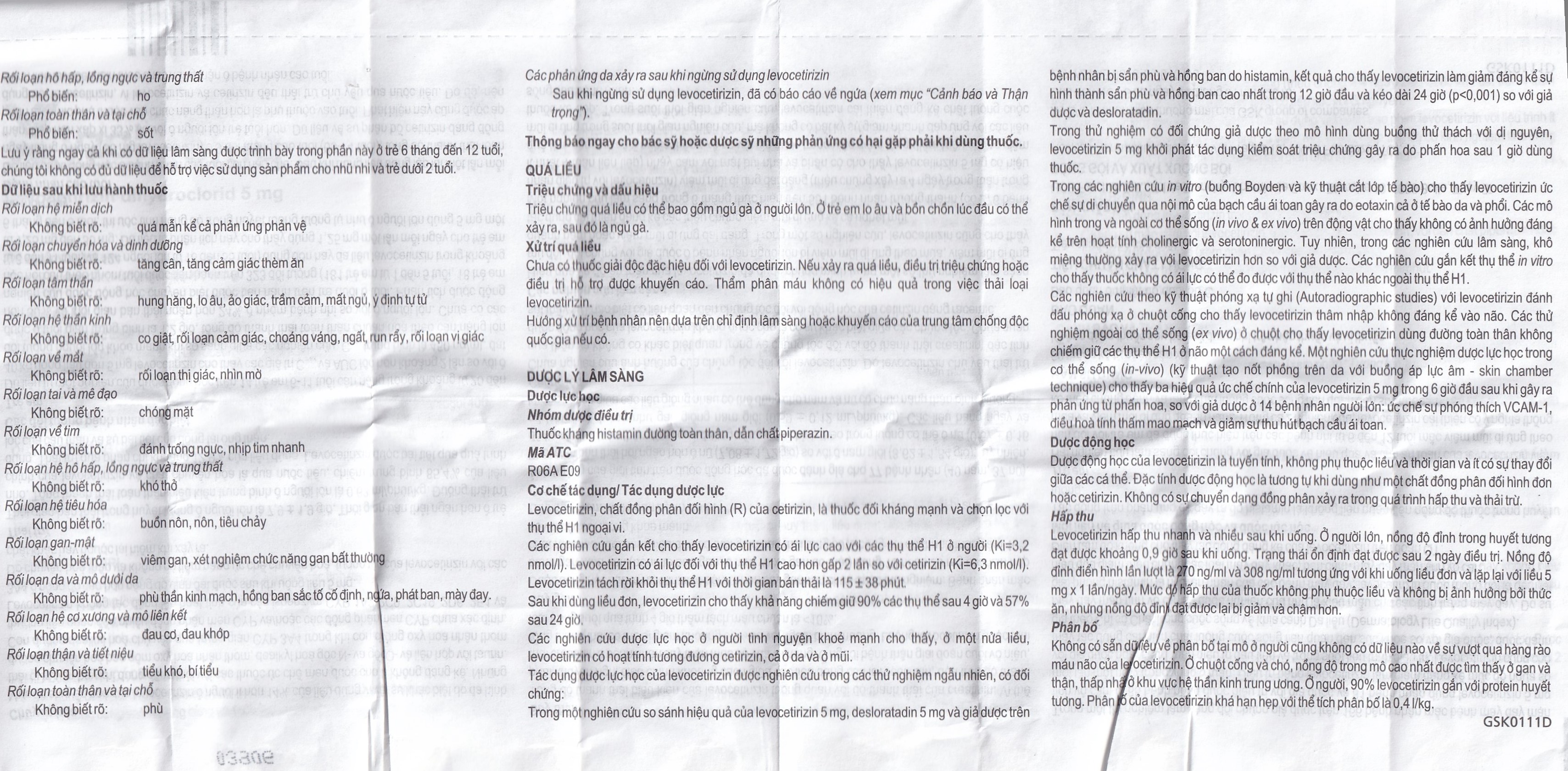 Thuốc Xyzal 5mg GSK điều trị triệu chứng viêm mũi dị ứng theo mùa (1 vỉ x 10 viên) 