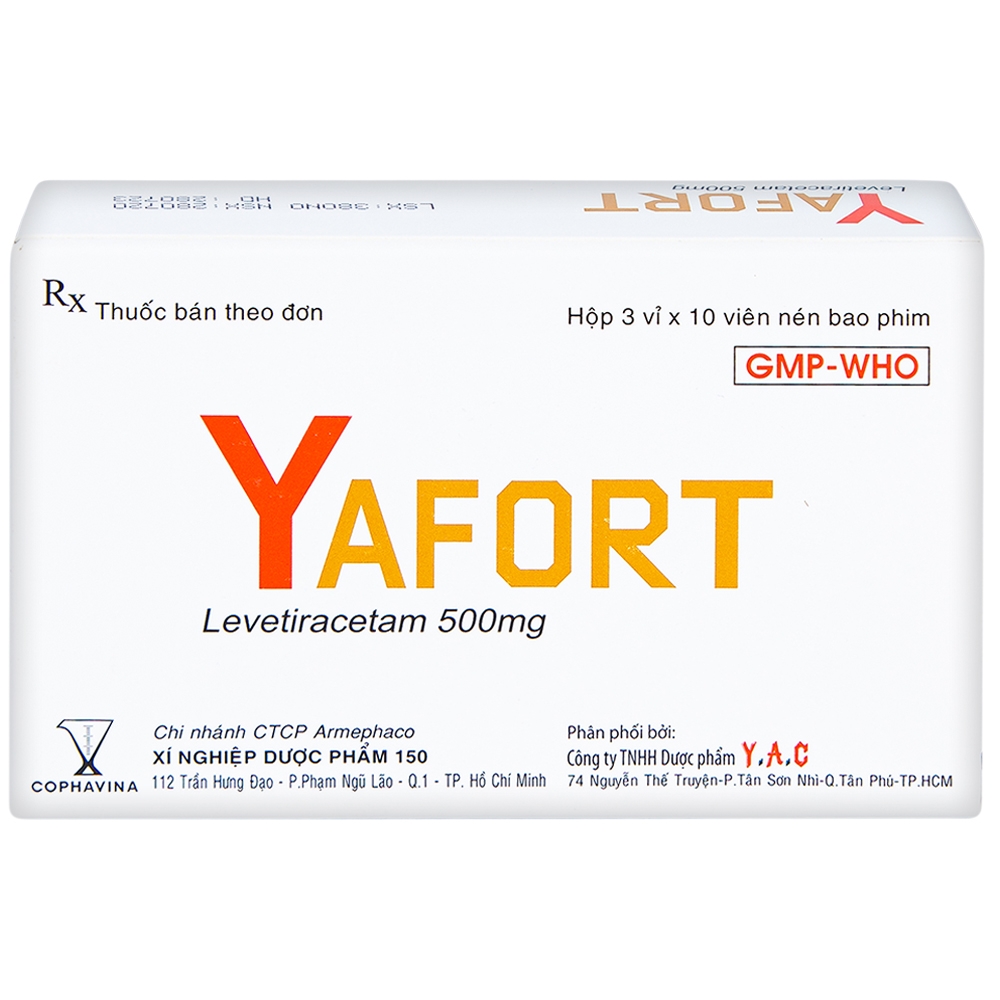 Thuốc Yafort 500mg Cophavina điều trị động kinh cục bộ (3 vỉ x 10 viên)