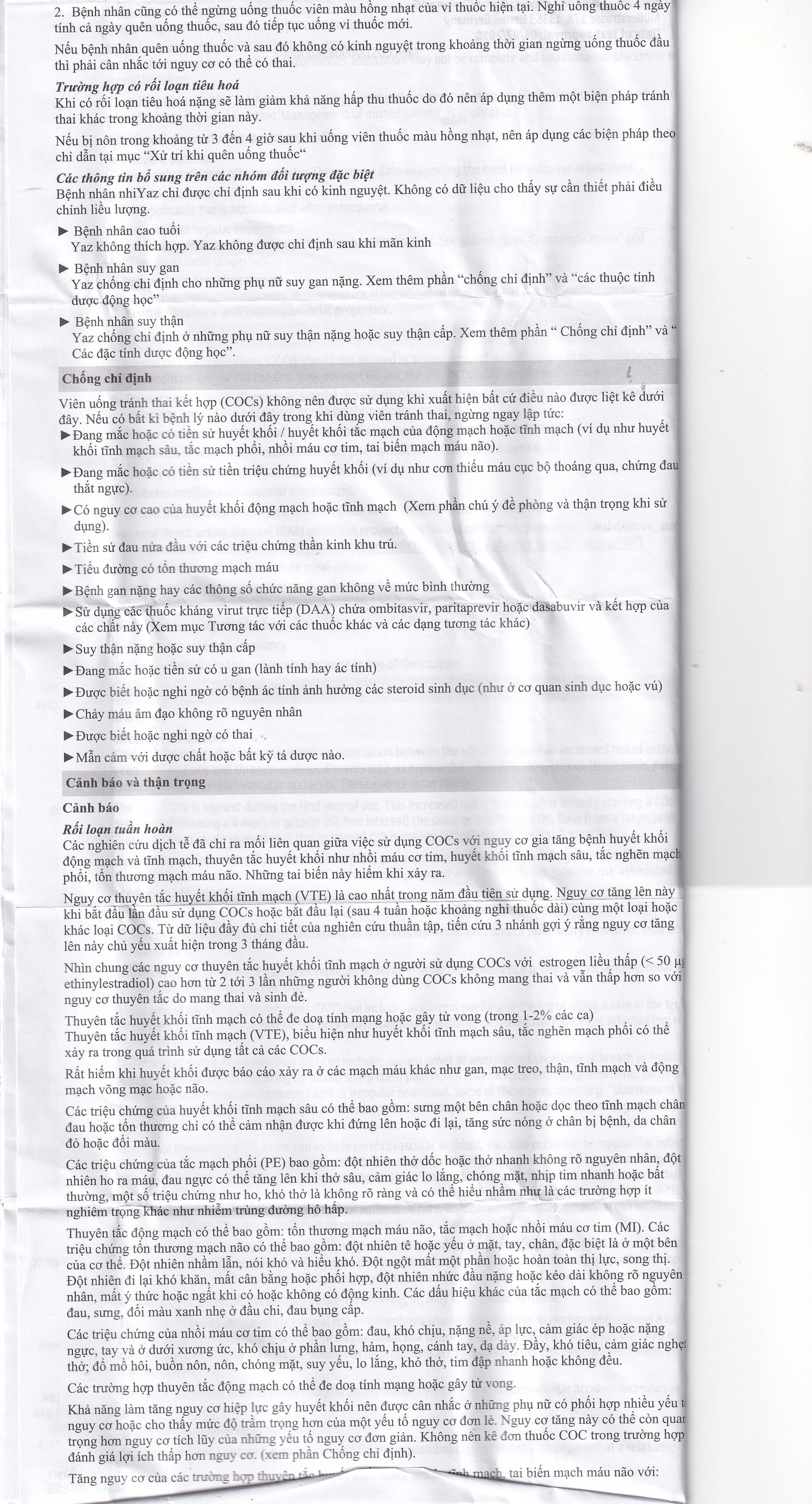 Thuốc Yaz Bayer dùng tránh thai, điều trị mụn trứng cá (1 vỉ x 28 viên)