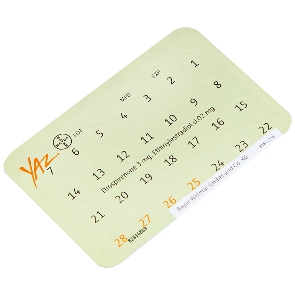 Thuốc Yaz Bayer dùng tránh thai, điều trị mụn trứng cá (1 vỉ x 28 viên)