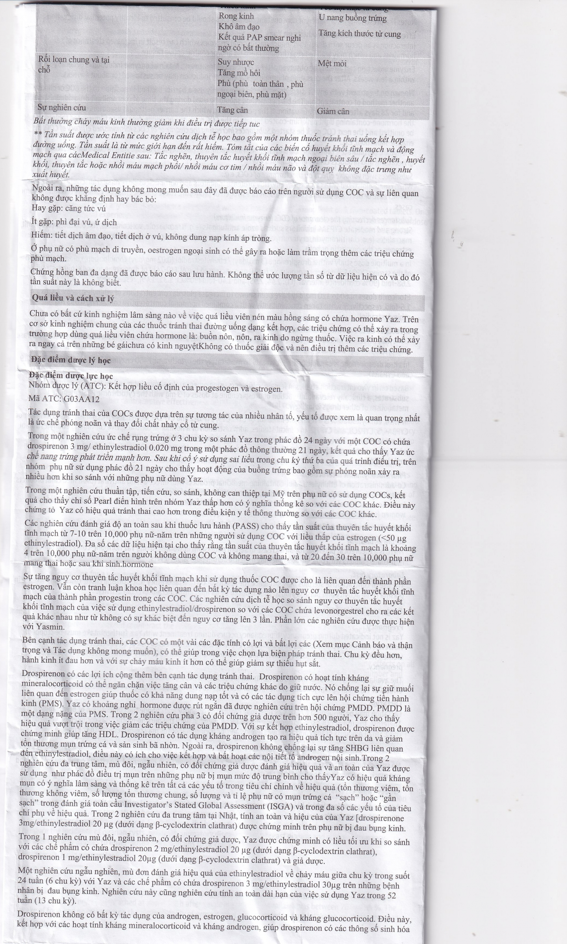 Thuốc Yaz Bayer dùng tránh thai, điều trị mụn trứng cá (1 vỉ x 28 viên)