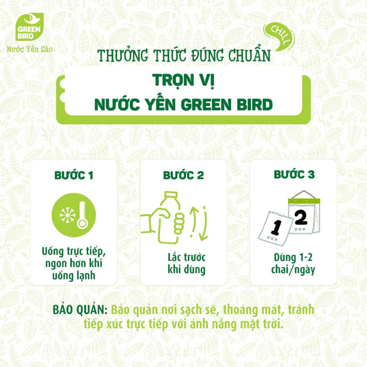 Nước Yến Sào Và Đông Trùng Hạ Thảo Greenbird (6 chai x 185ml)