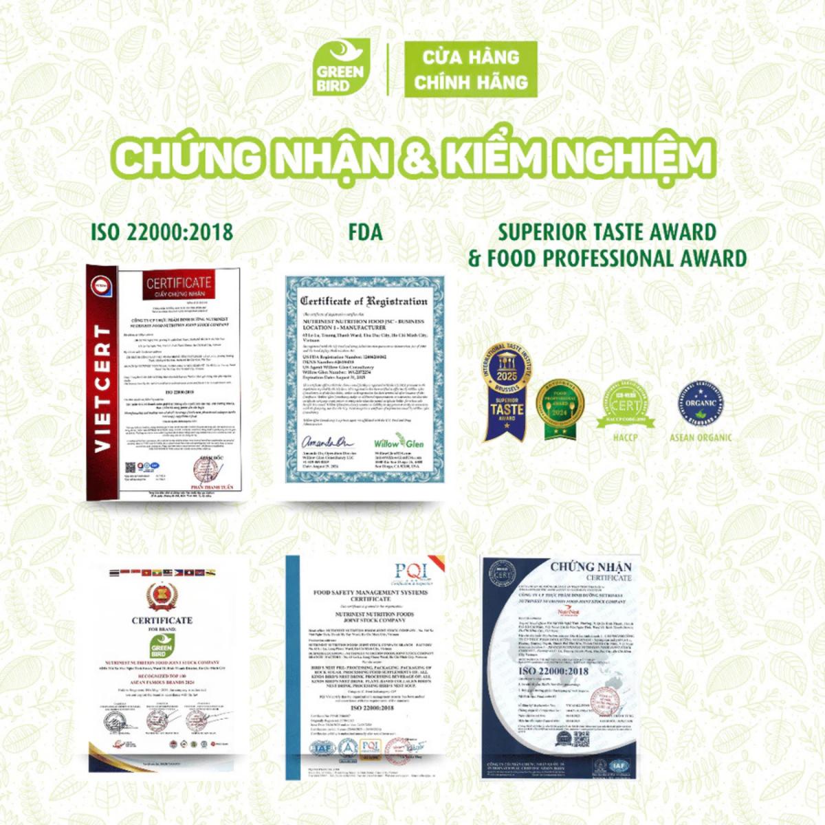 Nước Yến Sào Và Đông Trùng Hạ Thảo Greenbird (6 chai x 185ml)