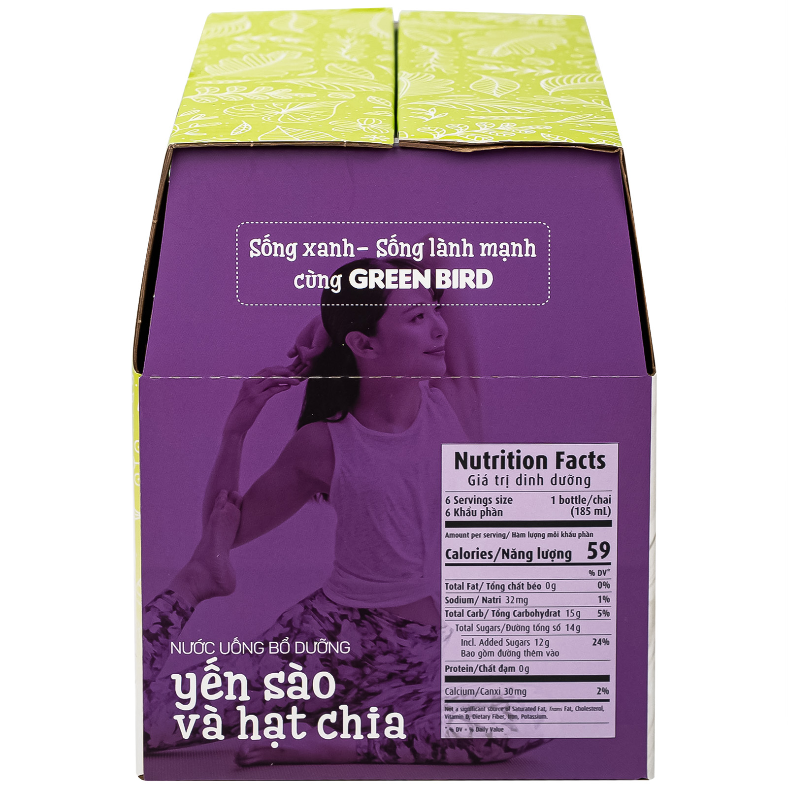 Nước Yến Sào Và Hạt Chia Greenbird (6 chai x 185ml)