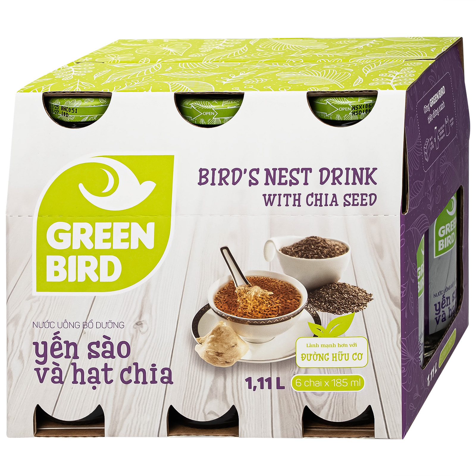 Nước Yến Sào Và Hạt Chia Greenbird (6 chai x 185ml)