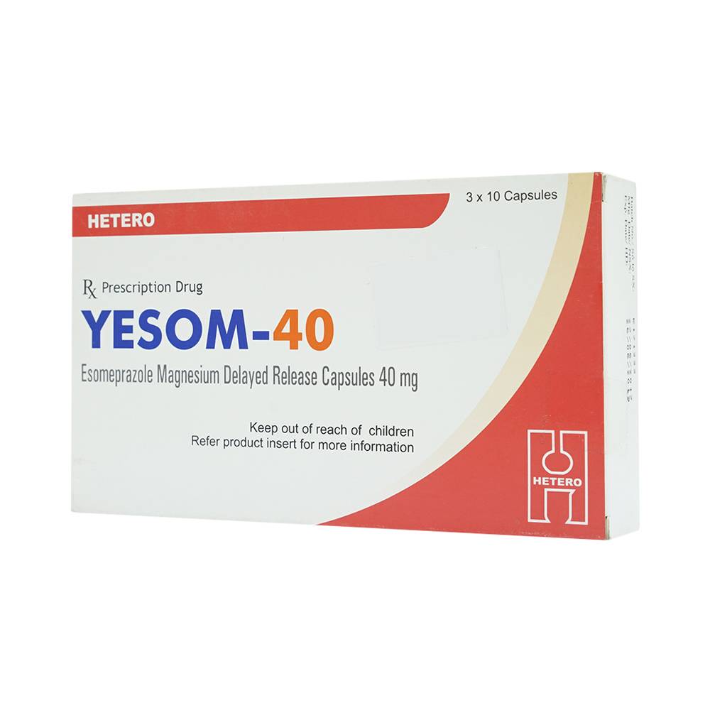 Thuốc Yesom 40 Hetero điều trị loét dạ dày - tá tràng lành tính (3 vỉ x 10 viên)