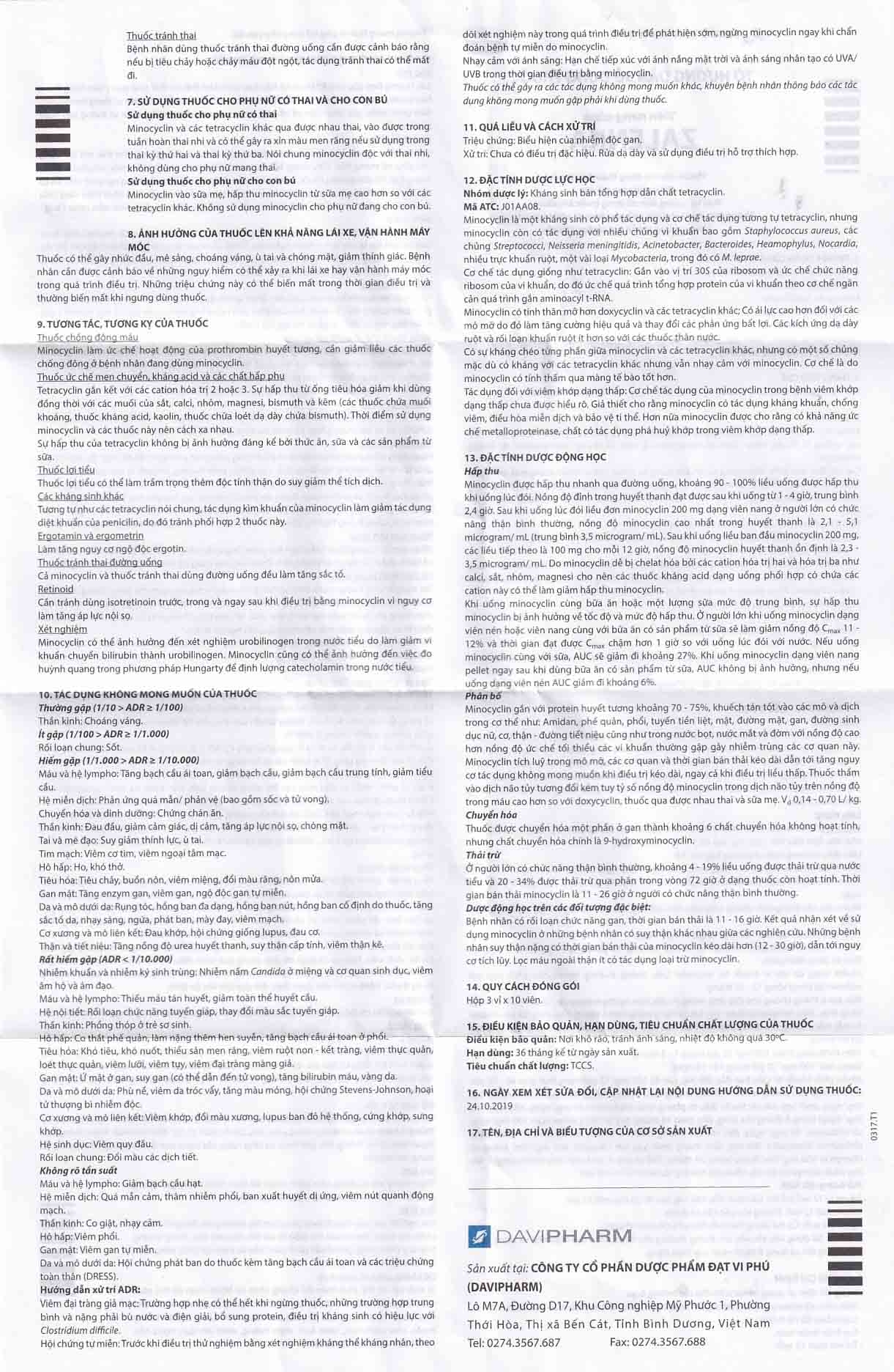 Thuốc Zalenka 50mg Davi Pharm điều trị mụn trứng cá, nhiễm trùng da và mô mềm (3 vỉ x 10 viên)