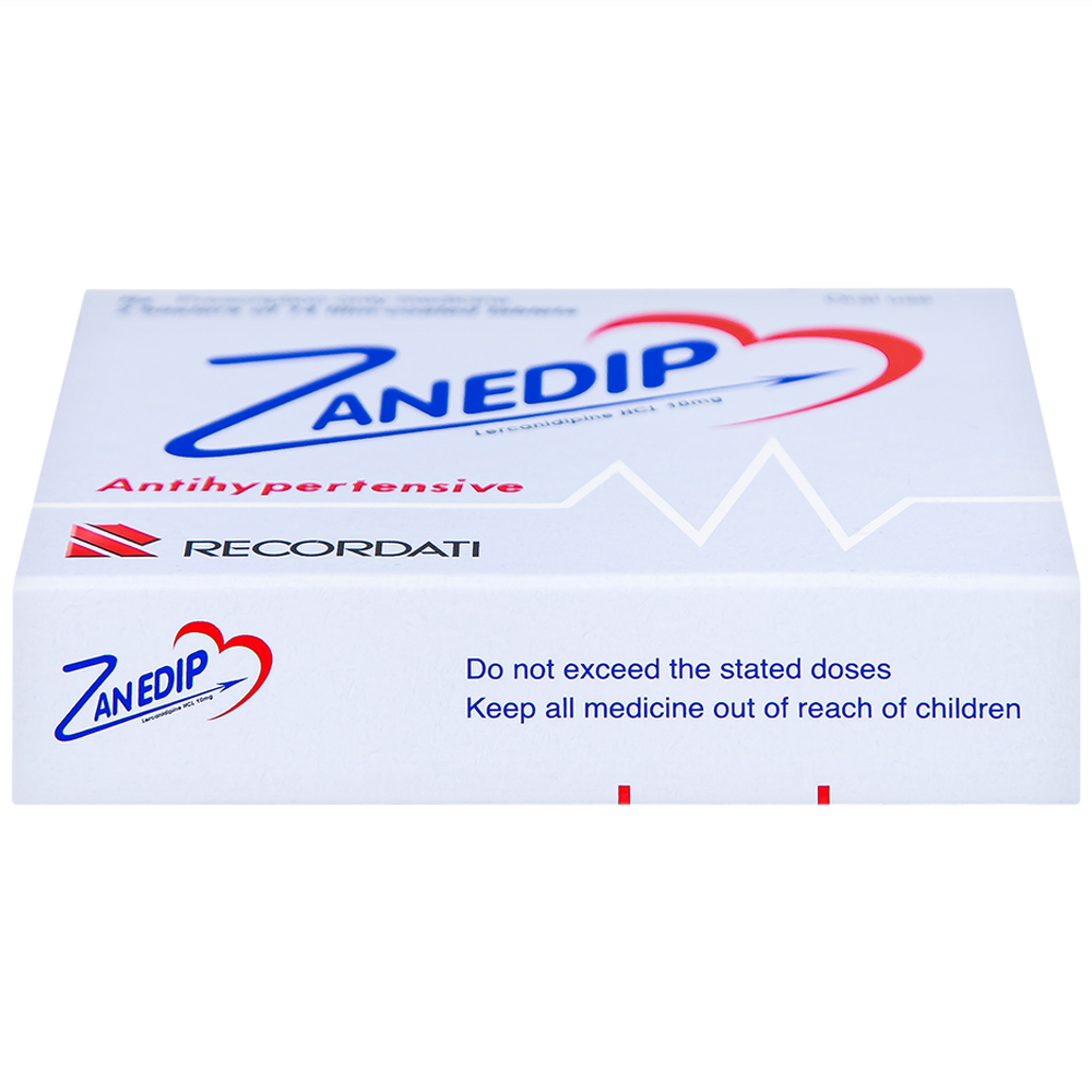 Thuốc Zanedip 10mg Recordati điều trị tăng huyết áp vô căn (2 vỉ x 14 viên)