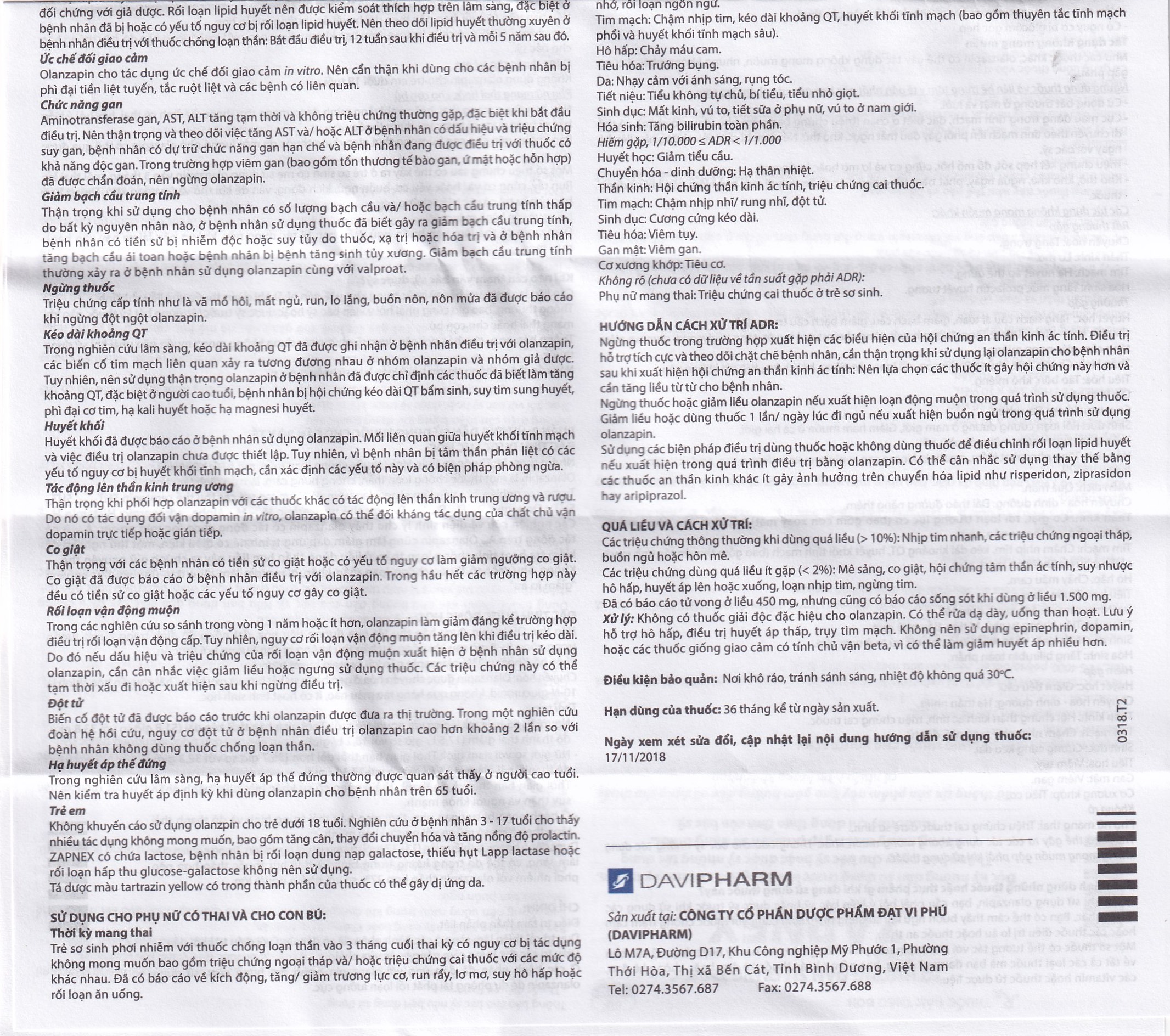 Thuốc Zapnex-10 DaviPharm điều trị tâm thần phân liệt (3 vỉ x 10 viên)