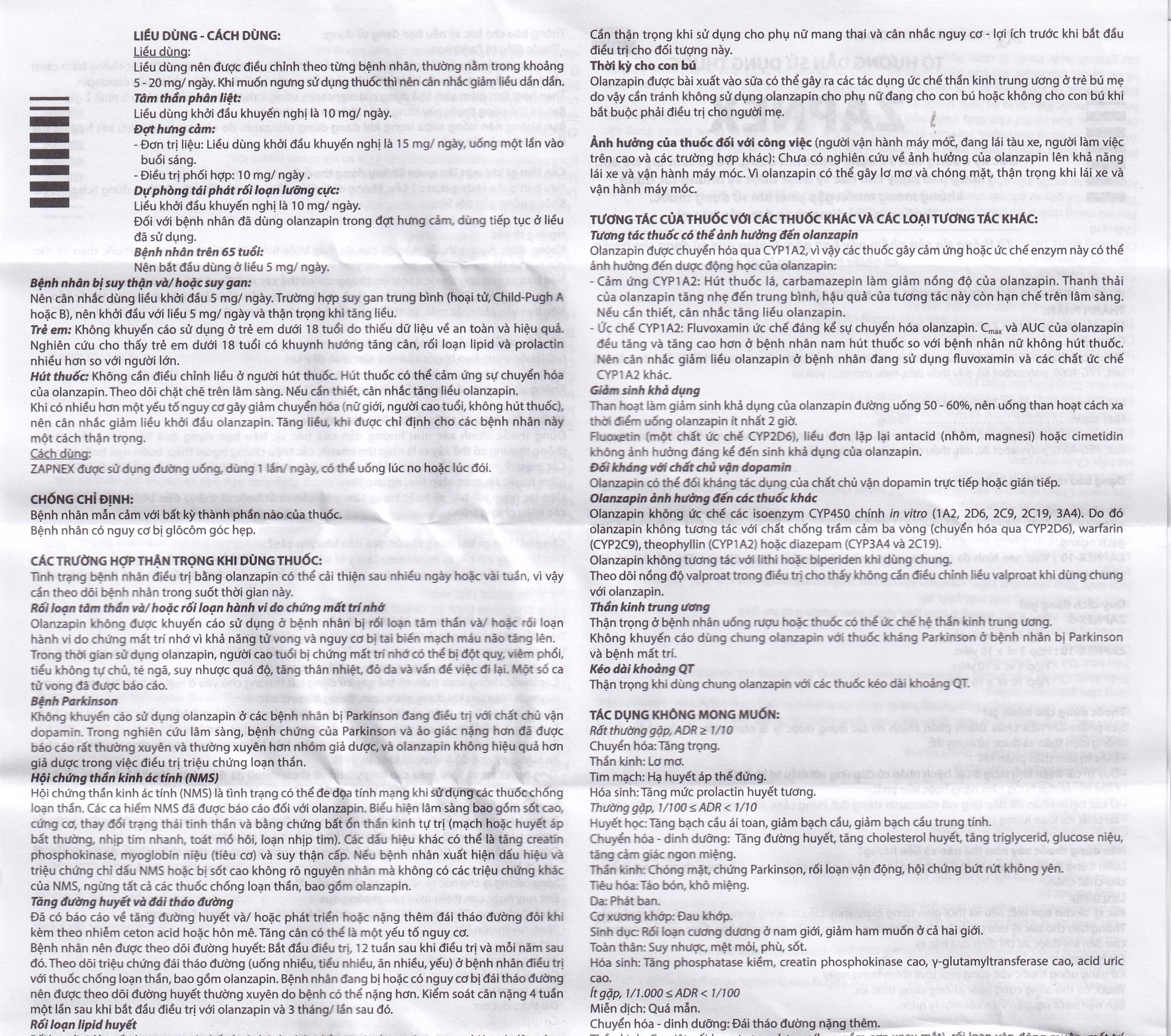 Thuốc Zapnex-10 DaviPharm điều trị tâm thần phân liệt (3 vỉ x 10 viên)