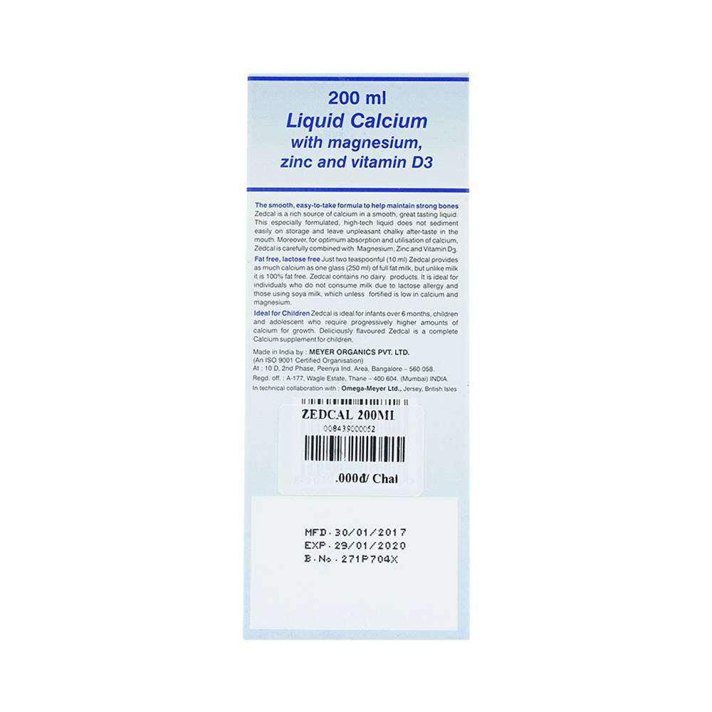 Siro Zedcal Meyer bổ sung Canxi và thiếu hụt Vitamin D3 (200ml)