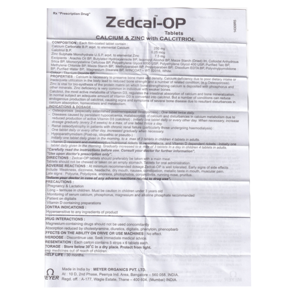 Thuốc Zedcal-OP Meyer điều trị loãng xương (5 vỉ x 6 viên)