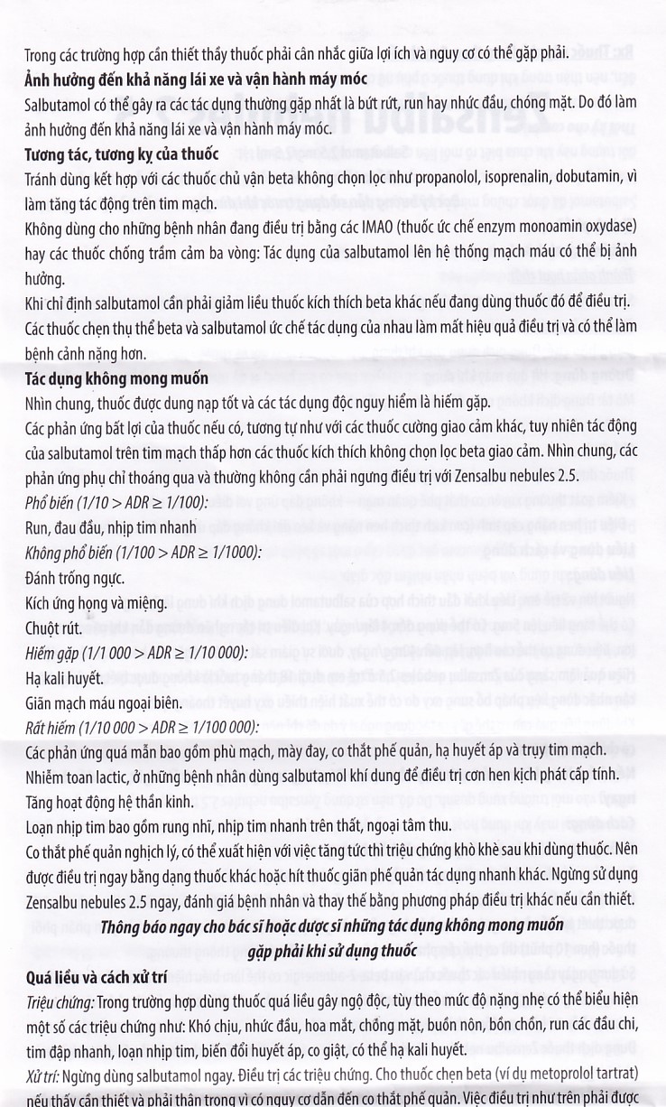 Thuốc Zensalbu 2.5mg CPC1HN kiểm soát co thắt phế quản mạn, điều trị hen nặng cấp tính (2 vỉ x 5 ống)