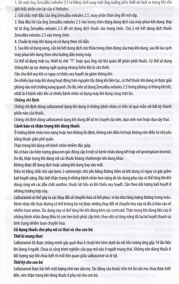 Thuốc Zensalbu 2.5mg CPC1HN kiểm soát co thắt phế quản mạn, điều trị hen nặng cấp tính (2 vỉ x 5 ống)