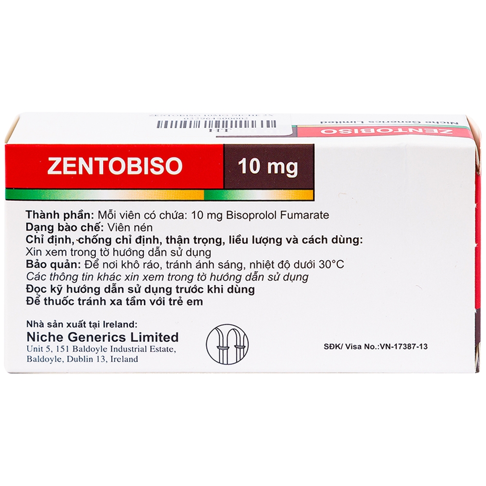 Thuốc Zentobiso 10mg Niche Generics điều trị suy tim mãn tính ổn định (2 vỉ x 14 viên) 