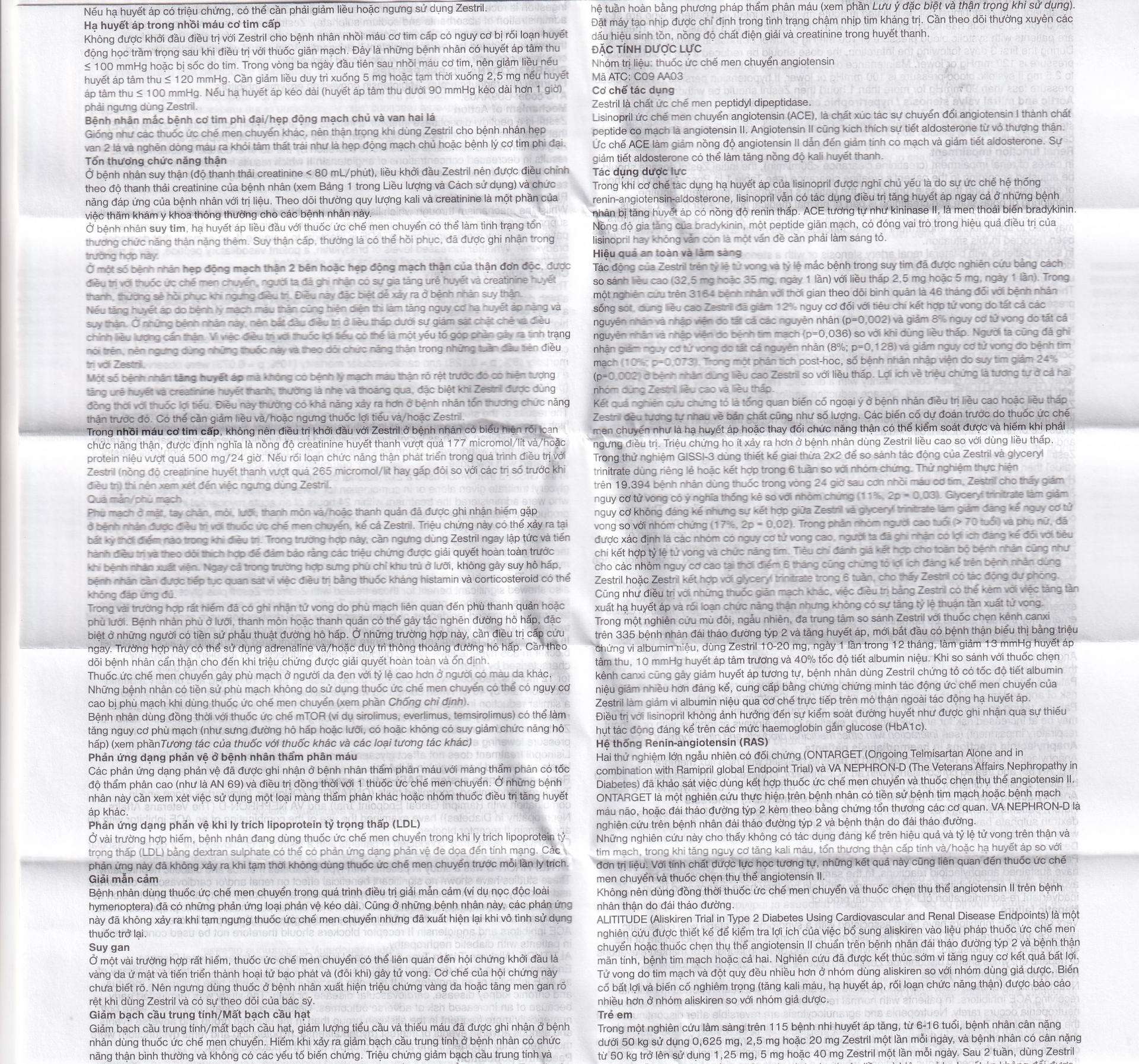 Thuốc Zestril 10mg AstraZeneca điều trị tăng huyết áp, suy tim (2 vỉ x 14 viên)