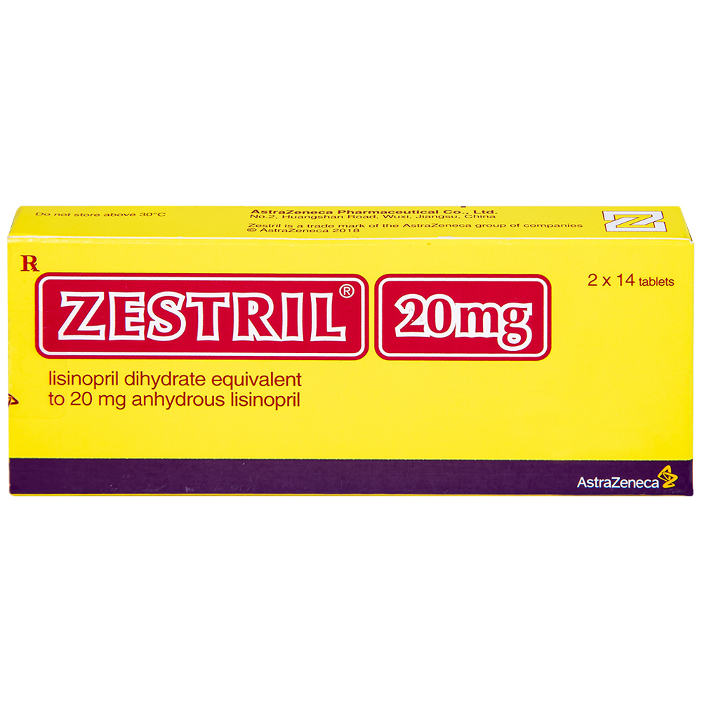 Thuốc Zestril 20mg AstraZeneca điều trị tăng huyết áp, suy tim (2 vỉ x 14 viên)