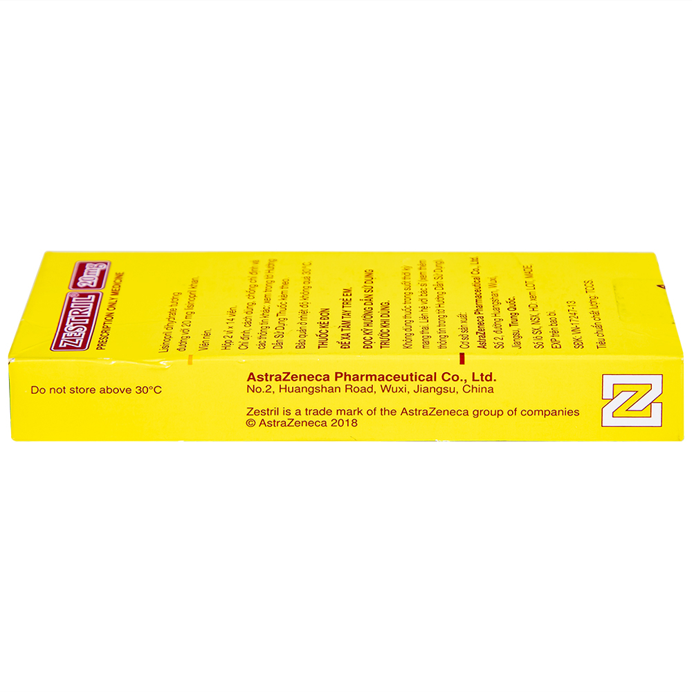 Thuốc Zestril 20mg AstraZeneca điều trị tăng huyết áp, suy tim (2 vỉ x 14 viên)