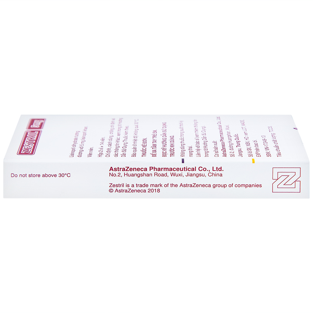 Thuốc Zestril 5mg AstraZeneca điều trị tăng huyết áp, suy tim (2 vỉ x 14 viên)