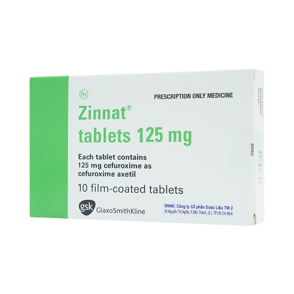 Thuốc Zinnat tablets 125mg GSK điều trị các chứng nhiễm khuẩn (1 vỉ x 10 viên)