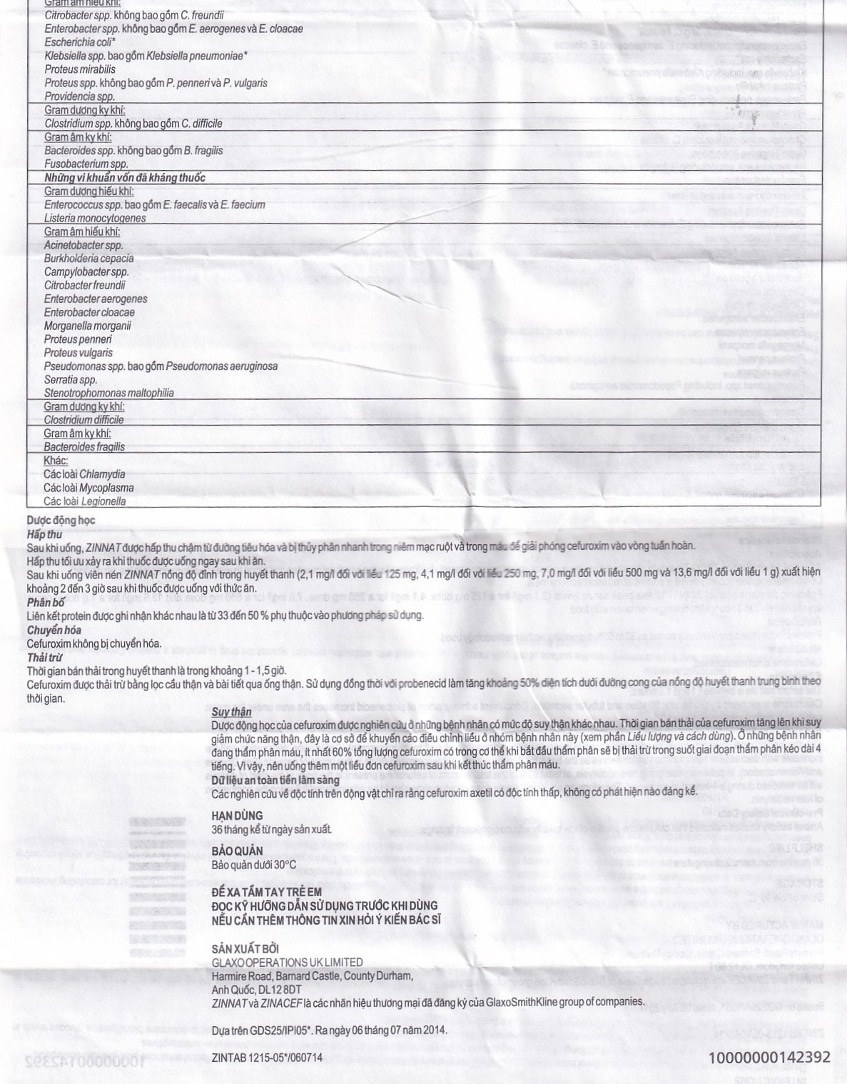 Thuốc Zinnat tablets 125mg GSK điều trị các chứng nhiễm khuẩn (1 vỉ x 10 viên)