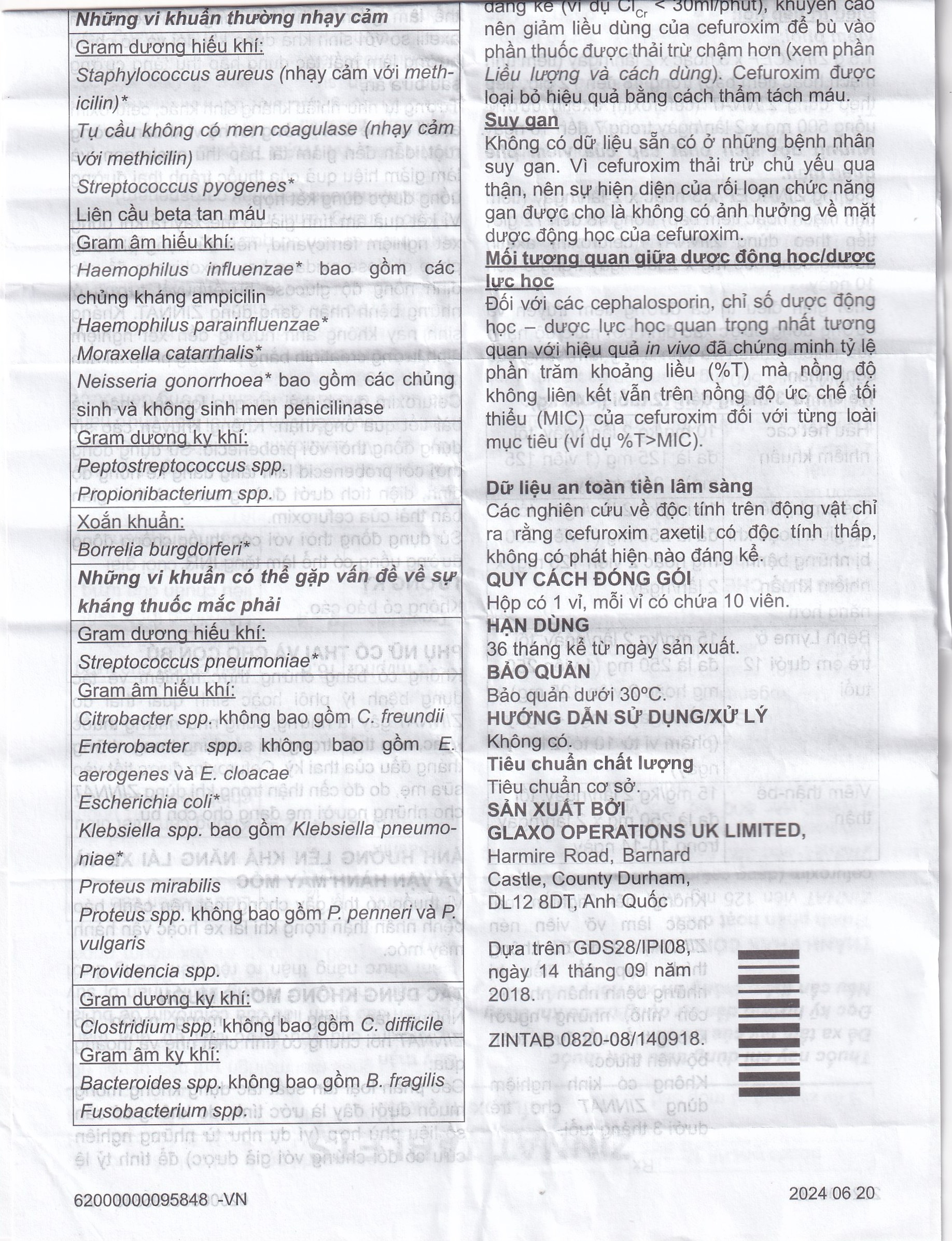 Thuốc Zinnat tablets 500mg Sandoz điều trị những nhiễm khuẩn do vi khuẩn nhạy cảm gây ra (1 vỉ x 10 viên)