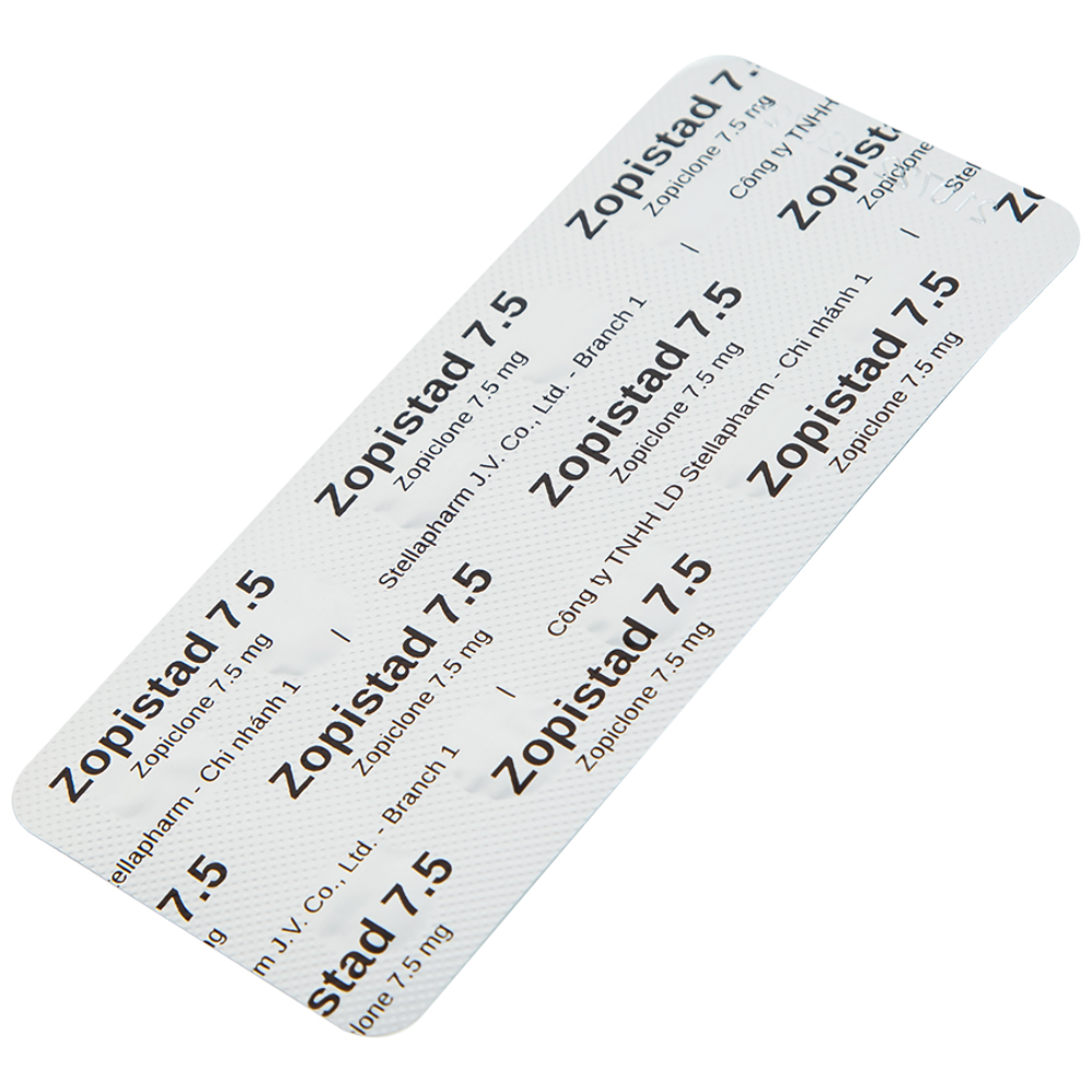 Thuốc Zopistad 7.5 Stella hỗ trợ điều trị ngắn hạn chứng mất ngủ (1 vỉ x 10 viên)