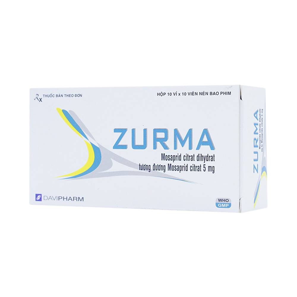 Thuốc Zurma 5mg DaviPharm điều trị các triệu chứng dạ dày, ruột (10 vỉ x 10 viên)