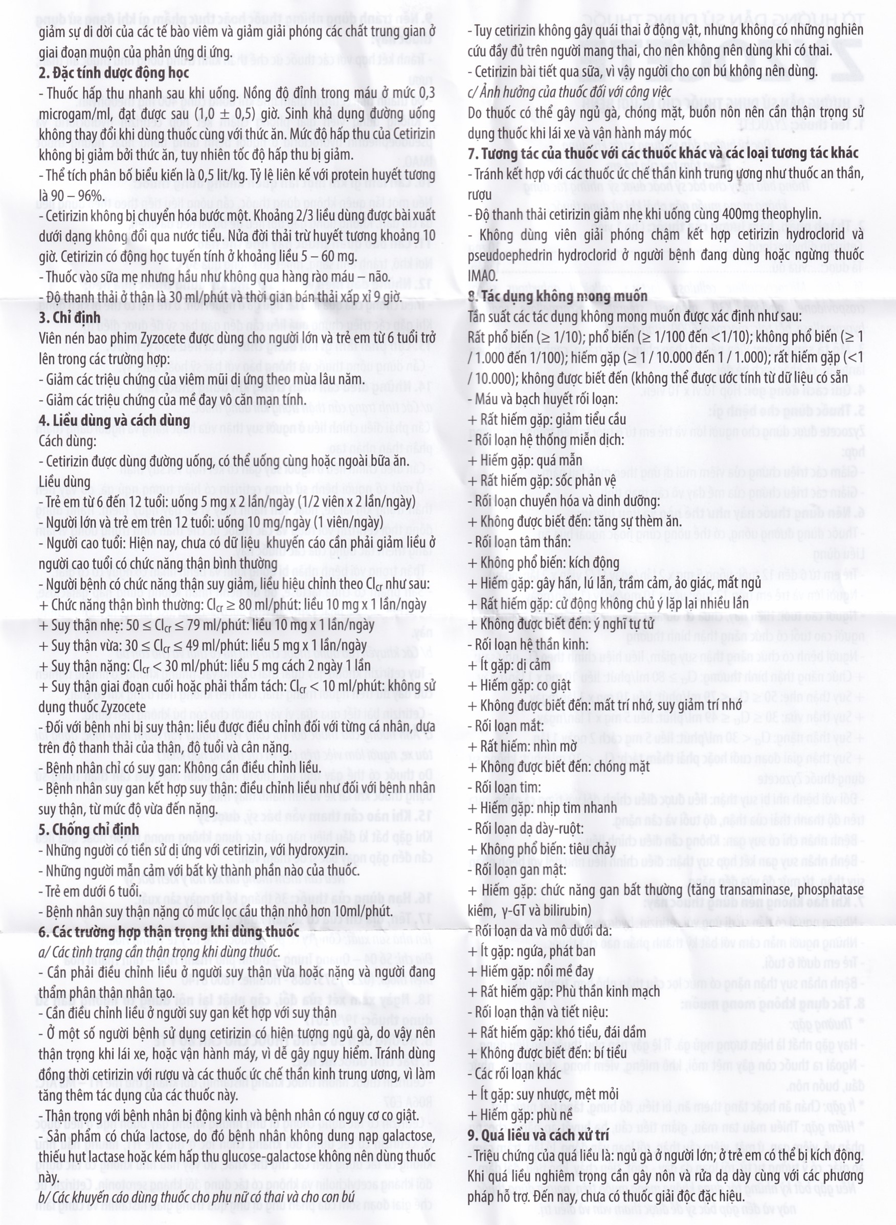 Thuốc Zyzocete Thephaco giảm triệu chứng viêm mũi dị ứng, mày đay (10 vỉ x 10 viên)