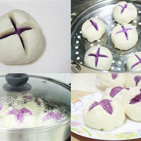 Cách làm bánh bao khoai lang tím hấp