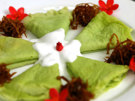 Bánh crep lá dứa cốt dừa