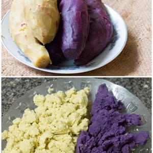 Cách làm bánh khoai hấp hình hoa hồng