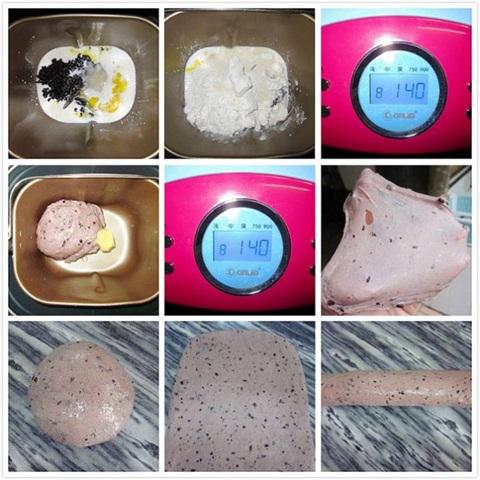 Cách làm bánh mì sữa nếp cẩm hình hoa mai