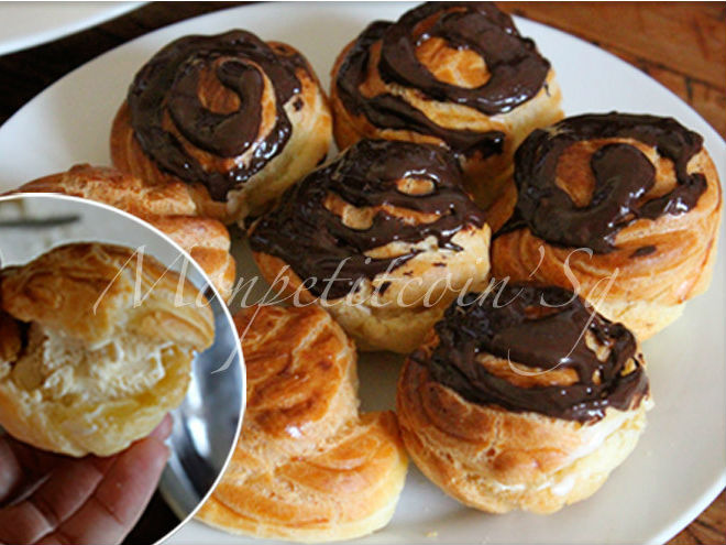 Bánh su nhân kem, phủ chocolate