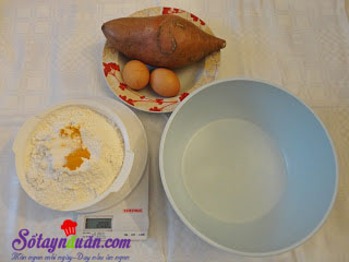 Bánh tôm chiên khoai lang vàng giòn