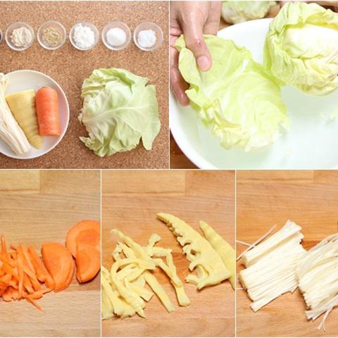 Cách làm bắp cải cuộn rau nấm chay