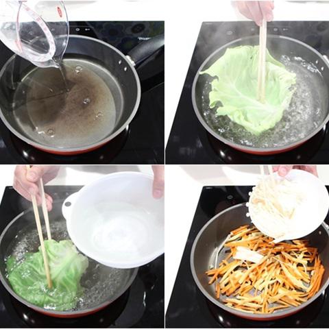 Cách làm bắp cải cuộn rau nấm chay