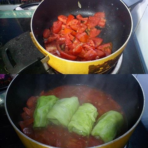 Cách làm bắp cải cuộn thịt sốt cà