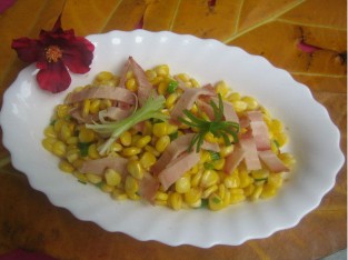 Bắp xào thịt xông khói