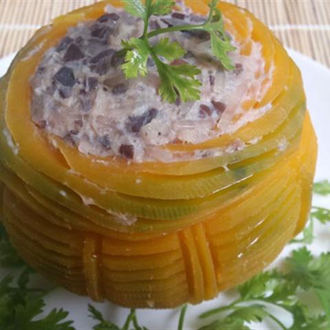 Cách làm bí đỏ dồn thịt hấp