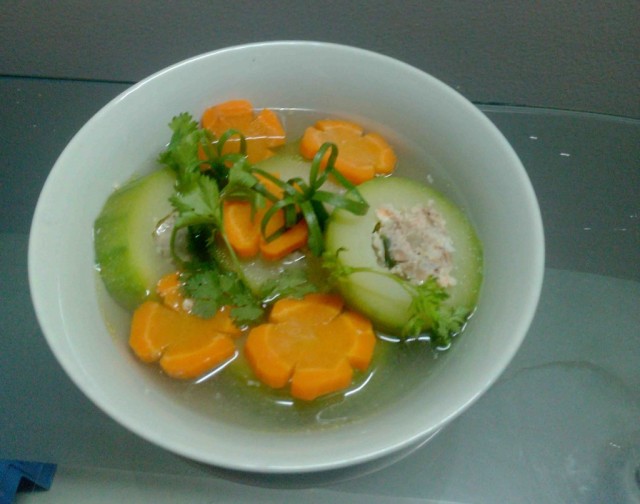 Bí xanh nhồi tôm thịt