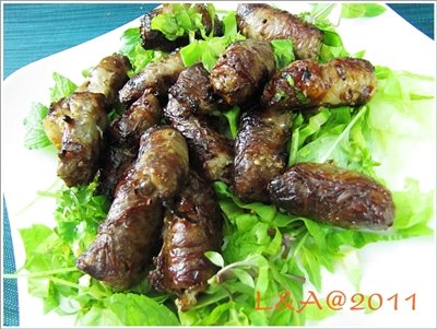 Bò cuốn mỡ chài nướng